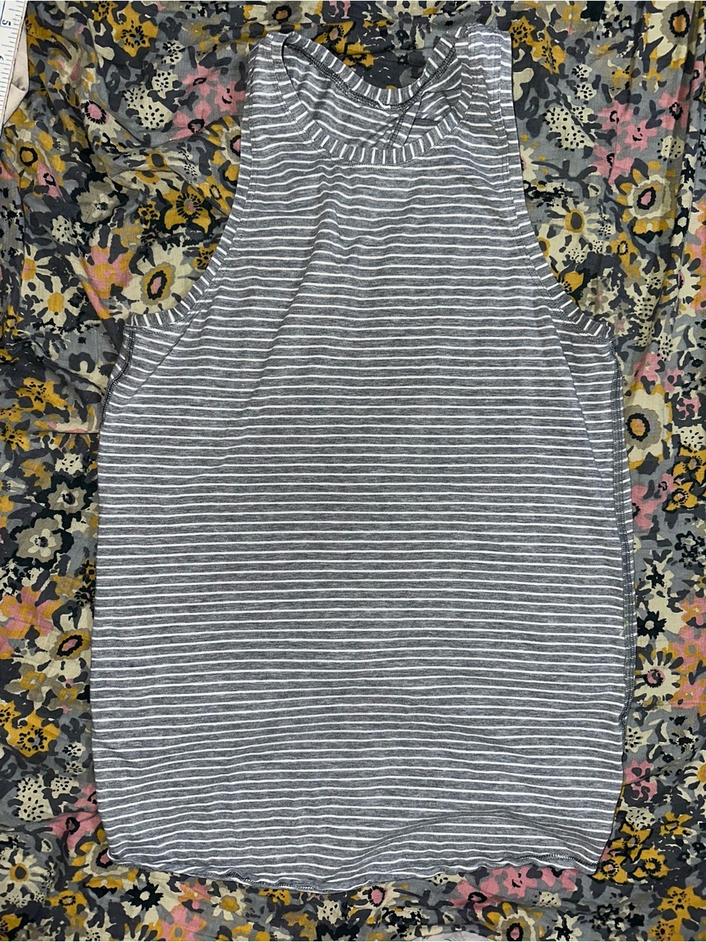 lululemon athletica Gray & White Striped Racerback Tank